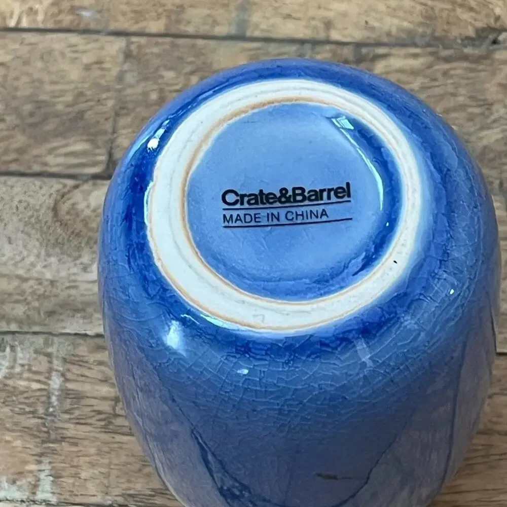 Crate & Barrel Blue Perry Vase Small 6.5” Jug Minimalist Decor